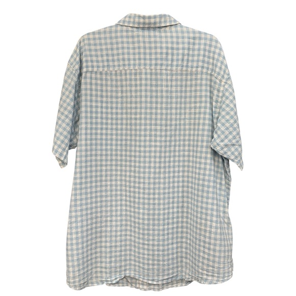 Columbia Men’s XXL Blue Gingham Short Sleeve Cotton Button Shirt - Picture 3 of 6